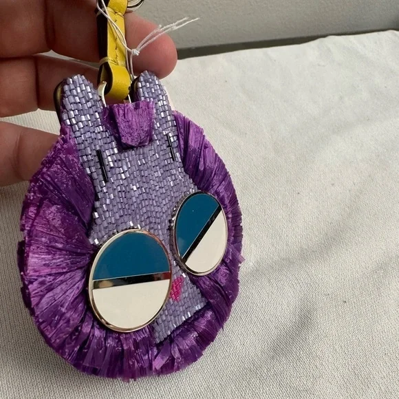 NWT Kate Spade Spademals Raffia Money Bunny Dangle Keychain - Picture 4 of 4